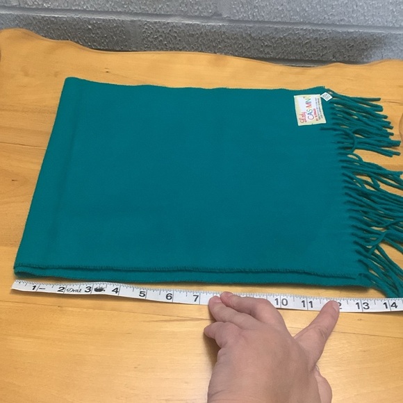 Lady Cashmink by V. Fraas Teal soft winter scarf Made in Germany VGUC 52" x 11" - Picture 5 of 6